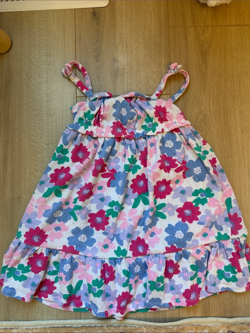 wonder nation Floral Tie-Shoulder Dress in Pink, Blue & Green